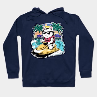 Cute Cat Jet Skiing Summer Funny Gift Hoodie